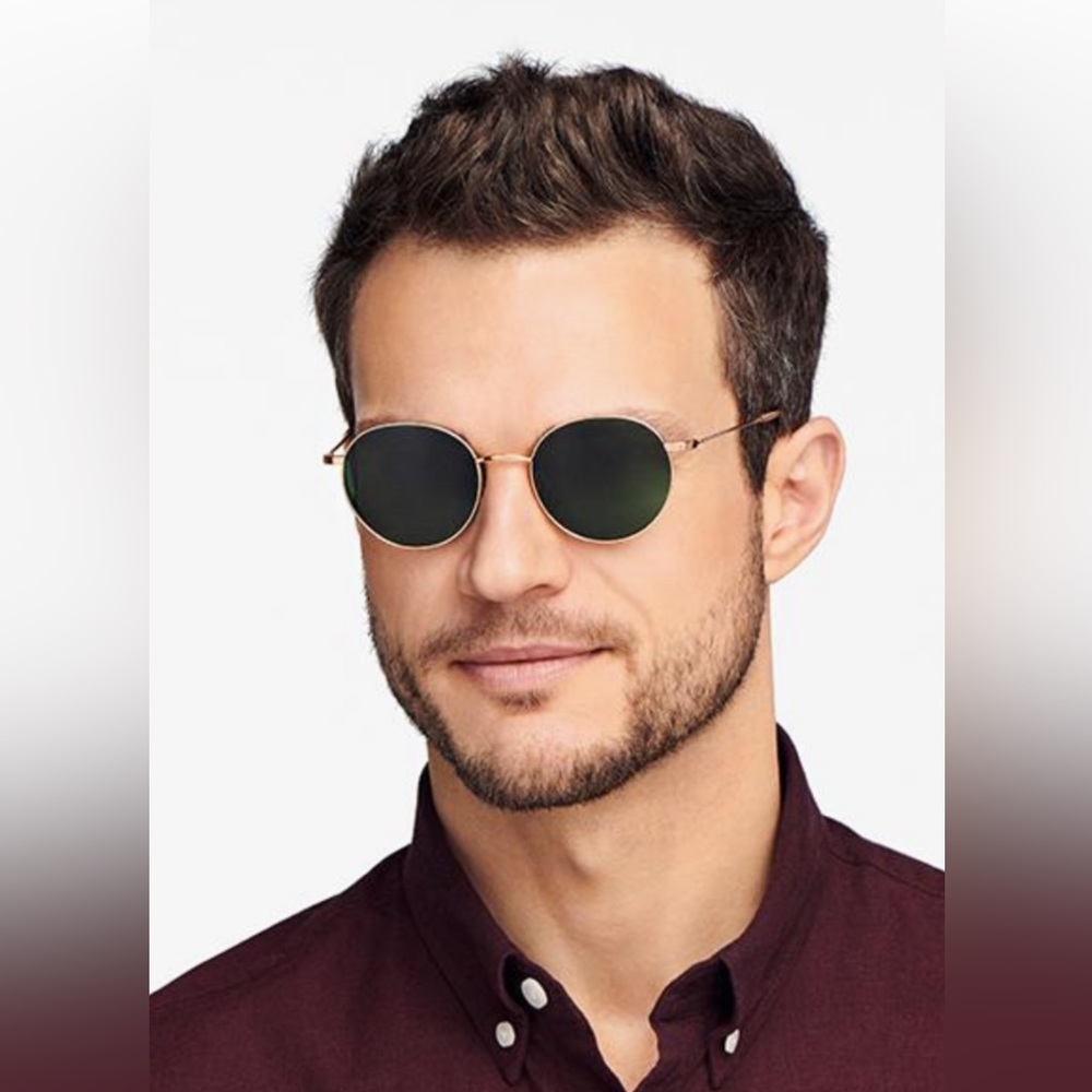 Warby Parker Merrick sunglasses or vision glasses gold rim like new